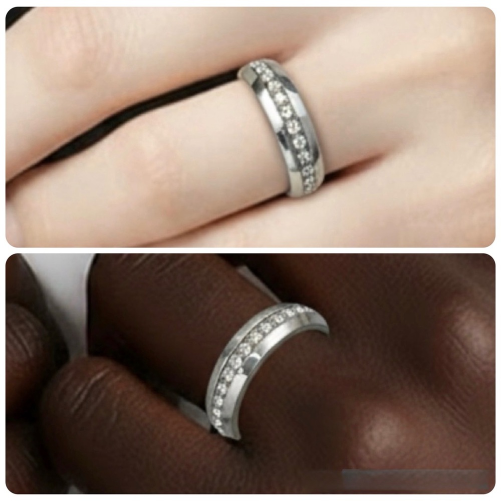 Brand New!! Stainless steel with zircon eternity band